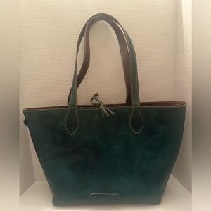 Bed Stu Brown and Green Reversible Leather Tote Bag- perfect condition